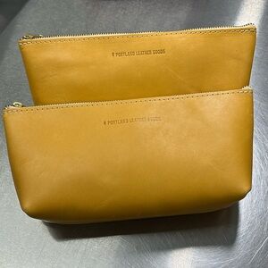 TWO (2) New AP Portland Leather Utility Makeup pouches in sunflower